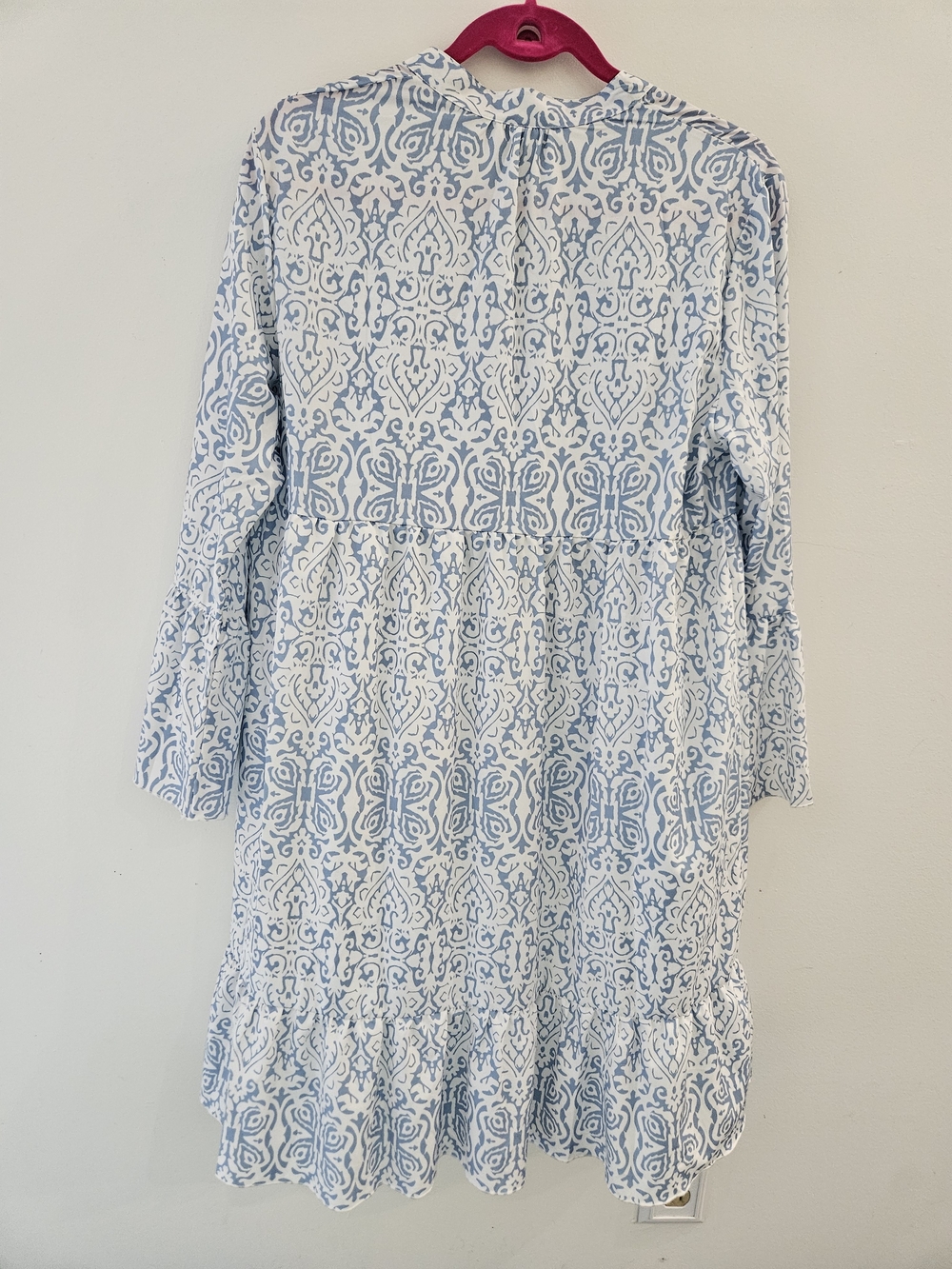 Made With Love Light Blue & White Printed Women's Dress Size L - Picture 2 of 5